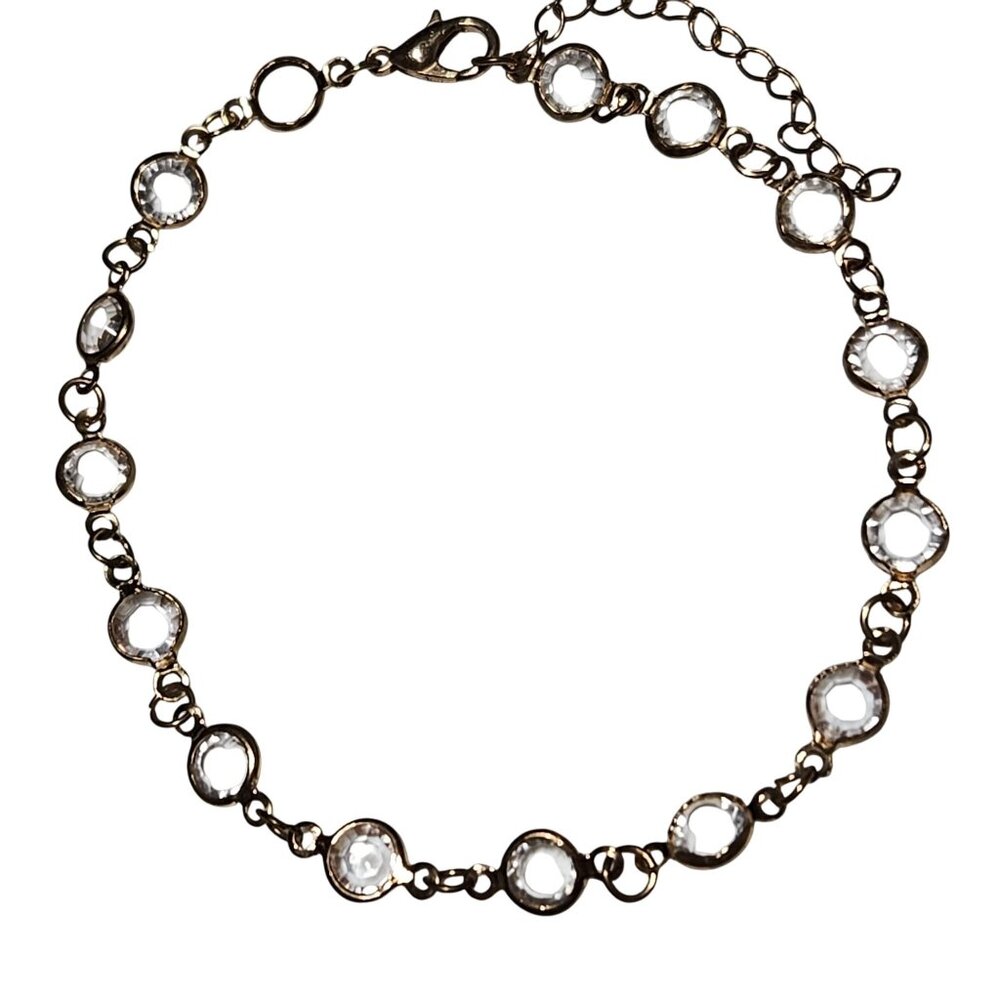 Elegant Gold Tone Crystal Bezel Chain Bracelet Classic Minimalist Jewelry Women